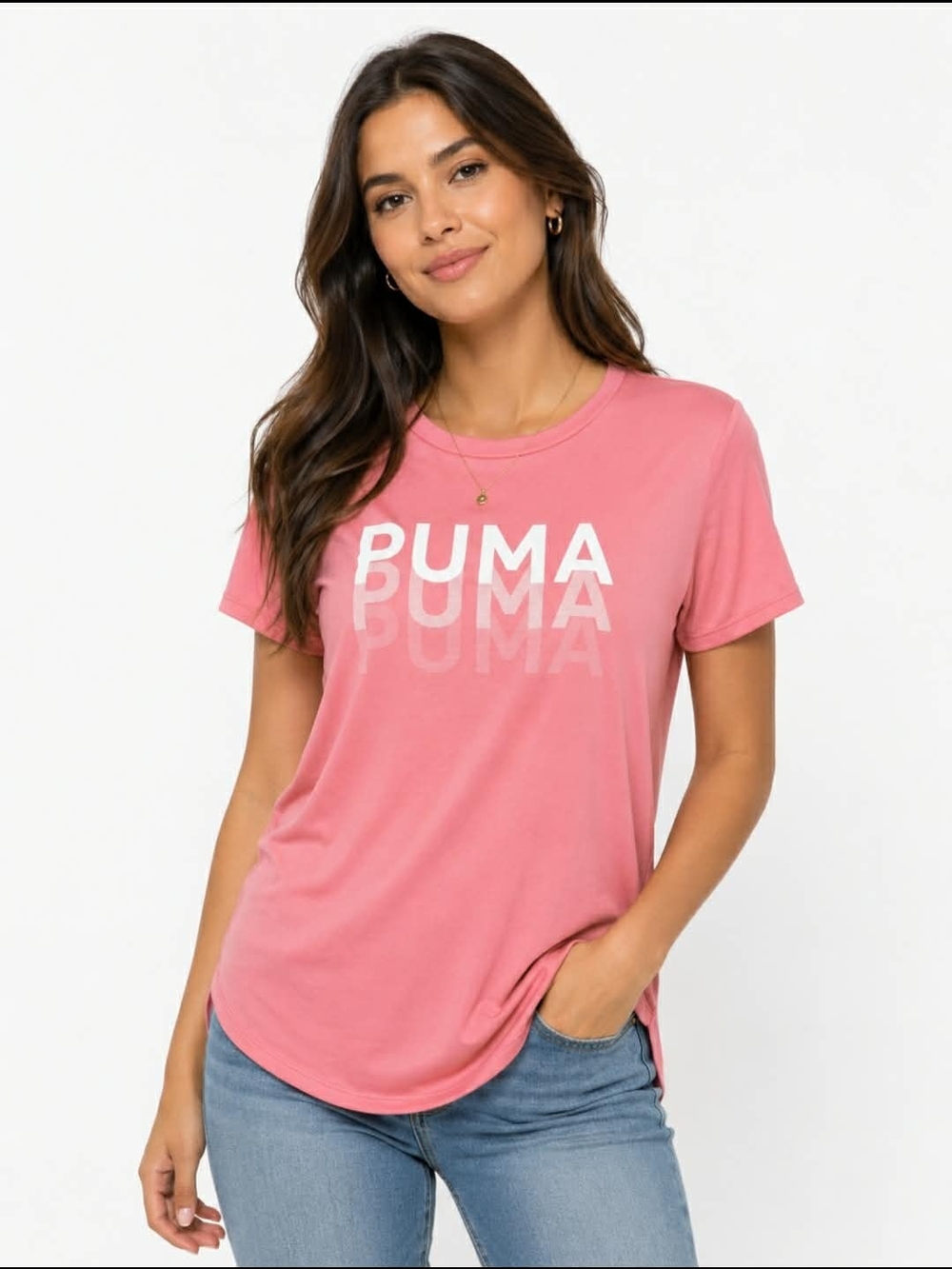 Puma Pink Short Sleeve Logo Tee